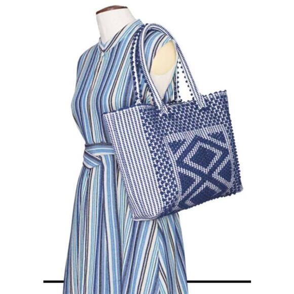 Antonello Tedde Urtei Rombi Ethically Crafted Sardinian Handwoven Cotton Tote - Picture 7 of 8